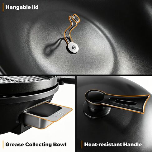 Electric Grill, Techwood 2-in-1 Portable Indoor/Outdoor Grill, 1750W Removable Stand Grill with Nonstick Plate, Electric Griddle for Camping, Patio & Backyard, Stand/Tabletop Options for Cookouts in Kuwait