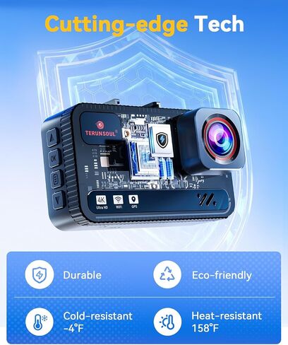 4K+4K Dash Cam, Free 128GB Card, 5.8GHz WiFi6 - up to 20MB/s | AProX HD Night Vision Dash Cam Front and Rear, App, GPS, G-Sensor, 24H Parking Mode, Support 512GB Max, Premium Dark Gray in Saudi Arabia