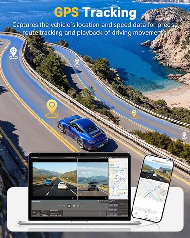 4K+4K Dash Cam, Free 128GB Card, 5.8GHz WiFi6 - up to 20MB/s | AProX HD Night Vision Dash Cam Front and Rear, App, GPS, G-Sensor, 24H Parking Mode, Support 512GB Max, Premium Dark Gray in Saudi Arabia
