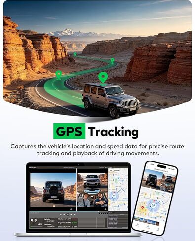 4K+4K+1080P 3 Channel Dash Cam, Free 128GB Card, AProX HD Night Vision | Dash Cam Front and Rear with Cabin, 5.8GHz WiFi6 - up to 20MB/s, App, GPS, G-Sensor, 24H Parking Mode, Support 512GB Max in Saudi Arabia