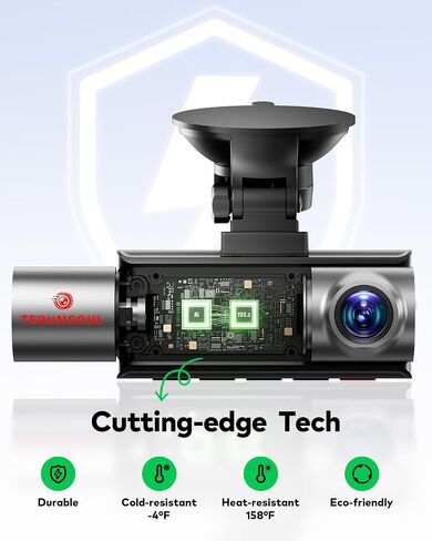 4K+4K+1080P 3 Channel Dash Cam, Free 128GB Card, AProX HD Night Vision | Dash Cam Front and Rear with Cabin, 5.8GHz WiFi6 - up to 20MB/s, App, GPS, G-Sensor, 24H Parking Mode, Support 512GB Max in Saudi Arabia