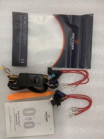 REDTIGER F7N Dash Cam Hardwire Kit USB C Port, Dashboard Camera Car Charger Cable Kit 12V- 24V to 5V w/Fuse Kit, Low Voltage Protection for Dash Cam Double-4 Fuses in Kuwait
