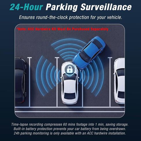 4 Channel 360° Dash Cam Front and Rear Inside with 5GHz WiFi 64GB Card | Front 2.5K Left Right Dash Camera for Cars, 24H Parking Mode, G-Sensor, Loop Recording, WDR Night Vision, APP Control in Kuwait