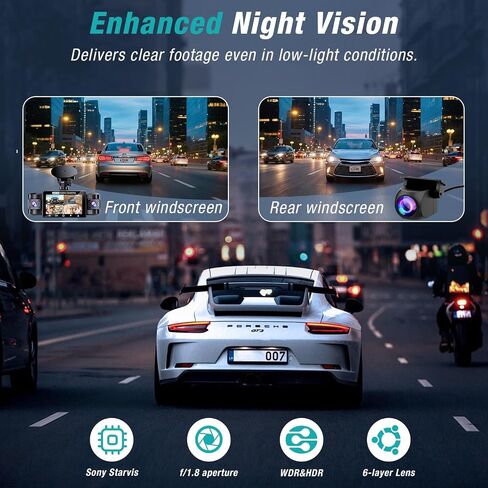 4 Channel 360° Dash Cam Front and Rear Inside with 5GHz WiFi 64GB Card | Front 2.5K Left Right Dash Camera for Cars, 24H Parking Mode, G-Sensor, Loop Recording, WDR Night Vision, APP Control in Kuwait