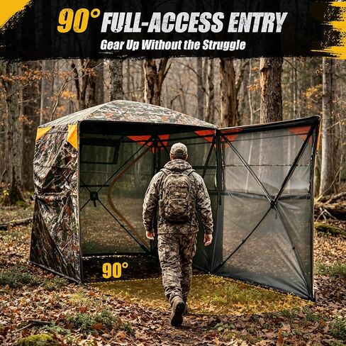 360 Degree Hunting Blind, 2-3 Person Pop Up Ground Blind | with Silent Slide Windows & Carrying Bag, Portable Camouflage Tent for Deer & Turkey Hunting in Saudi Arabia