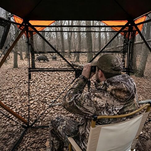 360 Degree Hunting Blind, 2-3 Person Pop Up Ground Blind | with Silent Slide Windows & Carrying Bag, Portable Camouflage Tent for Deer & Turkey Hunting in Saudi Arabia