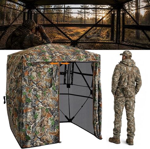 Hunting Blind See Through, Pop Up Ground Deer Blind, Large Door | 270/288/360 Degree See Thru, 1/2/3/4 Person Hunting Camouflage Tent, With/Without floor, Swing/Diamond/Horizontal Door Design in Saudi Arabia