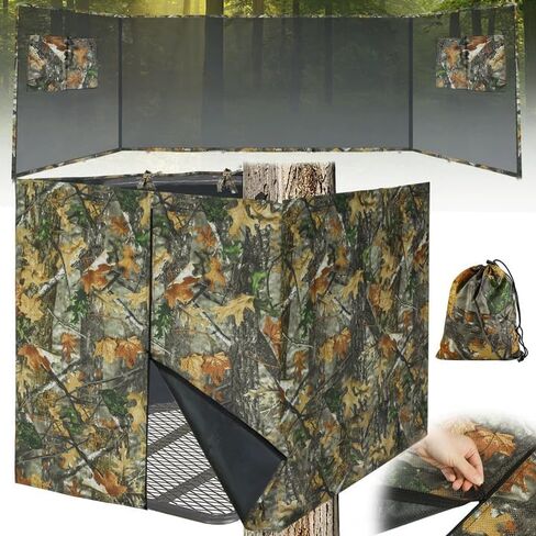 See Through Hunting Tree Stand Blind, 142"/102"x35" Camo Ladder Stand Cover | Four/Three-sided Universal 2 Man Camouflage Tripod Treestand Blind Accessories, Hunting Deer Turkey, Double Zipper, Pocket in Saudi Arabia