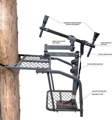BOG TreePod Hunting Rest with Maximum Shooting Stability, Non-Marring Hands-Free Gun Rest, Adjustable Height, Ambidextrous, Tilting Frame, and Durable Design for Hunting, Shooting, and Outdoors | Tree Stand Shooting Rest, Durable Construction, Versatile R in Saudi Arabia
