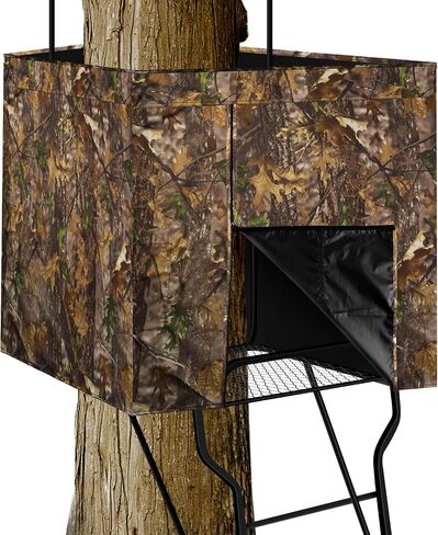 Big Game Treestand Camo Blind Cover, 142"x35.5" Large Size Universal Tree Stand Accessories for Deer and Turkey Hunting with Silent Zips and 2 Pocket in Saudi Arabia