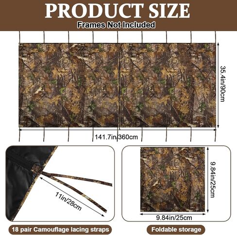 Big Game Treestand Camo Blind Cover, 142"x35.5" Large Size Universal Tree Stand Accessories for Deer and Turkey Hunting with Silent Zips and 2 Pocket in Saudi Arabia