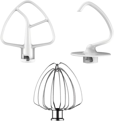 Stainless Steel Mixer Attachments for KitchenAid 5QT Mixer, 3 PCS | For KitchenAid 4.5/5QT Tilt-Head Mixer, All Stainless Steel, K45WW K45DH K45B, Dishwasher Safe, Mixer/Machine NOT Included in Saudi Arabia