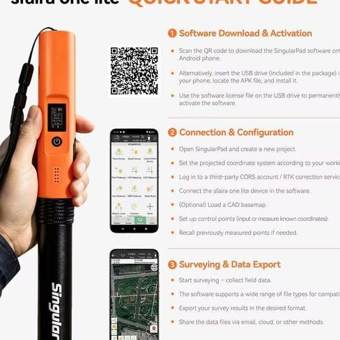 Sfaira One Lite RTK GNSS Receiver, 1408 Channels Handheld GPS Rover Survey Equipment with OLED Display, 4G Bluetooth WiFi, 16H Long Battery Life for Land Surveying, GIS Mapping & Construction in Saudi Arabia