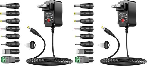 ZOZO Universal AC/DC Adapter 12W 3V 4.5V 5V 6V 7.5V 9V 12V Switching Power Supply Charger with 8 Tips 5.5x2.1mm 5.5x2.5mm Micro USB for Routers Speakers CCTV Cameras LED Strip Lights in Saudi Arabia