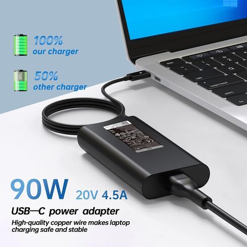 90W USB C Type C Laptop Charger fit for Dell XPS 13 Precision 3540 Latitude 5520 5400 3400 3500 5410 5430 7300 5550 5300 2in1,7400 2in1,7390 2in1,7200 2in1,0TDK33 AC Adapter Power Cord in Saudi Arabia