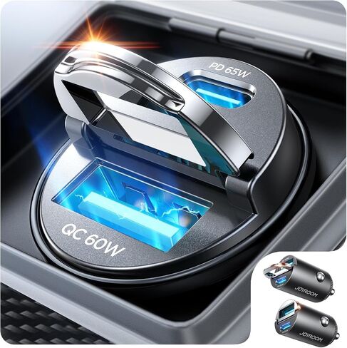 JOYROOM 2-Pack 125W USB-C Car Charger, 2-Port Cigarette Lighter USB Charger | Low Profile Flush Fit w/ Pull Ring, 65W PD USB-C + 60W QC USB-A, Dual-Port Fast Car Charger for iPhone, Galaxy, Pixel, iPad in Saudi Arabia