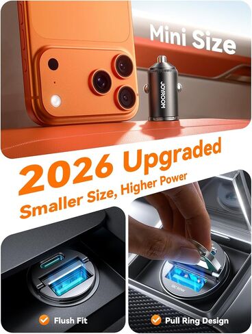 JOYROOM 2-Pack 125W USB-C Car Charger, 2-Port Cigarette Lighter USB Charger | Low Profile Flush Fit w/ Pull Ring, 65W PD USB-C + 60W QC USB-A, Dual-Port Fast Car Charger for iPhone, Galaxy, Pixel, iPad in Saudi Arabia