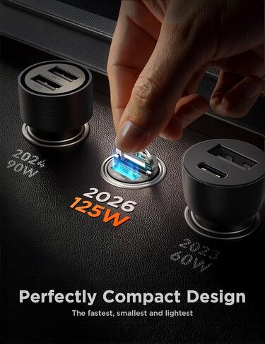 JOYROOM 2-Pack 125W USB-C Car Charger, 2-Port Cigarette Lighter USB Charger | Low Profile Flush Fit w/ Pull Ring, 65W PD USB-C + 60W QC USB-A, Dual-Port Fast Car Charger for iPhone, Galaxy, Pixel, iPad in Saudi Arabia