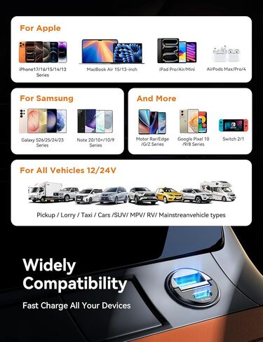 JOYROOM 2-Pack 125W USB-C Car Charger, 2-Port Cigarette Lighter USB Charger | Low Profile Flush Fit w/ Pull Ring, 65W PD USB-C + 60W QC USB-A, Dual-Port Fast Car Charger for iPhone, Galaxy, Pixel, iPad in Saudi Arabia