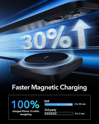 ESR for MagSafe Car Mount Charger with CryoBoost Cooling for iPhone 17-12 | Phone Cooling Magnetic Wireless Car Charger, Air Vent & Dashboard Fast Charging Car Phone Holder, Compatible with S26/S25 in Saudi Arabia