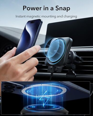 ESR for MagSafe Car Mount Charger with CryoBoost Cooling for iPhone 17-12 | Phone Cooling Magnetic Wireless Car Charger, Air Vent & Dashboard Fast Charging Car Phone Holder, Compatible with S26/S25 in Saudi Arabia
