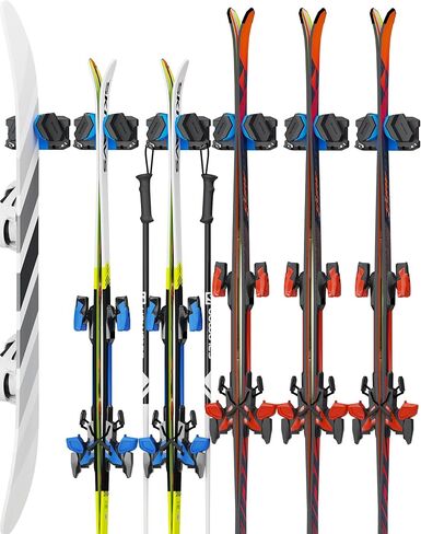 Skifavs Ski & Snowboard Wall Rack, Ski Wall Mount & Ski Rack Wall Mount for Garage Space-Saving, Winter Gear Organizer, Fits Any Ski or Snowboard, Nonslip Ski Holders, Garage Organization, 6 Pack in Saudi Arabia
