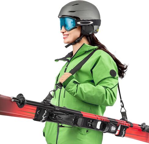 Ski Straps & Pole Carrier - Black - Heavy-Duty with Adjustable Strap Length & Cushioned Shoulder Sling in Kuwait