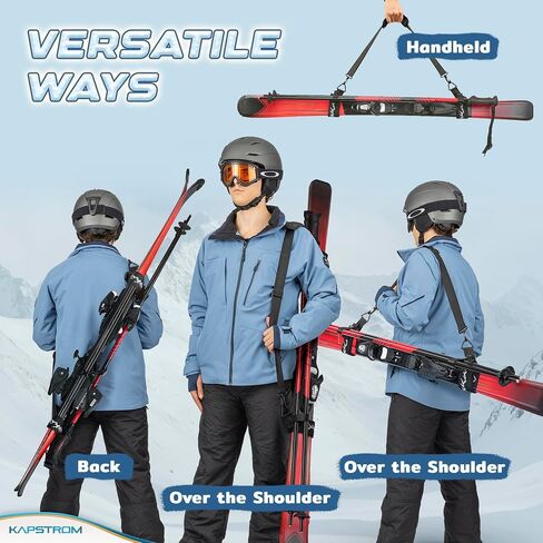 Ski Straps & Pole Carrier - Black - Heavy-Duty with Adjustable Strap Length & Cushioned Shoulder Sling in Kuwait