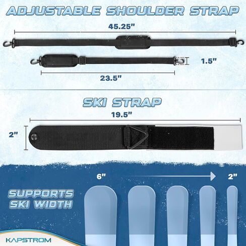 Ski Straps & Pole Carrier - Black - Heavy-Duty with Adjustable Strap Length & Cushioned Shoulder Sling in Kuwait