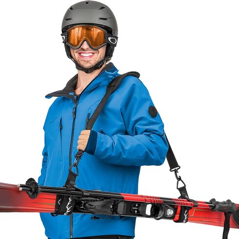Ski Strap & Pole Carrier - Black - Adjustable Shoulder Strap to Carry Skis & Poles with Ease in Saudi Arabia
