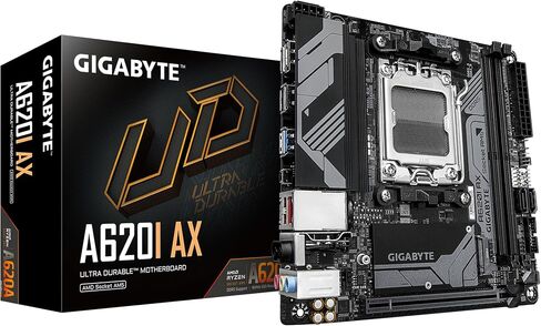 GIGABYTE A620I AX (AM5/ LGA 1718/ AMD/ A620/ Mini-ITX/ 5-Year Warranty/ DDR5/ Single M.2/ PCIe 4.0/ USB 3.2 Gen1 Type-C/Realtek Wi-Fi 6E/ Realtek 2.5GbE/ Q-Flash Plus/PCIe EZ-Latch/Motherboard) in Saudi Arabia