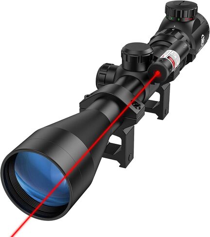 MidTen 3-9x40 Rifle Scope with 5 Levels Red and Green Illuminated Reticle - Riflescope and Red Laser Combo for Hunting - Optical Scope with Mount and Class IIIA, Less Than 5mW Laser Sight in Saudi Arabia