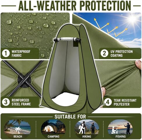 Privacy Shower Tent, 47.2" Wx74.8 H Pop up Portable Camping Tent | Waterproof Outdoor Toilet Changing Dressing Room, with Carry Bag, for Hiking, Camping, Fishing, Beach in Saudi Arabia