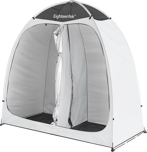 EighteenTek® Upgraded Shower Tents with Hub, Pop Up Privacy Tent Camping 2-Room Privacy Shelter with Floor & Dual Doors, Portable Easy-Setup Toilet & Changing Tent, 83" x 47" x 77.6"H in Saudi Arabia