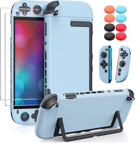 WAXITY Dockable Protective Case for Nintendo Switch 2-Green | Hard Cover Shell for Switch 2 Console with Screen Protector Accessories and Thump Grips, Shockproof Full Protection in Saudi Arabia