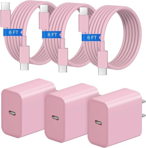 iPhone 17 16 15 Charger Fast Charging 3+3Pack 20W USB C Wall Charger with 6FT Fast Charging Cable Compatible with iPhone 17/17 Air/17 Pro/17 Pro Max/iPhone 16/15 Series, iPad Pro/AirPods in Saudi Arabia