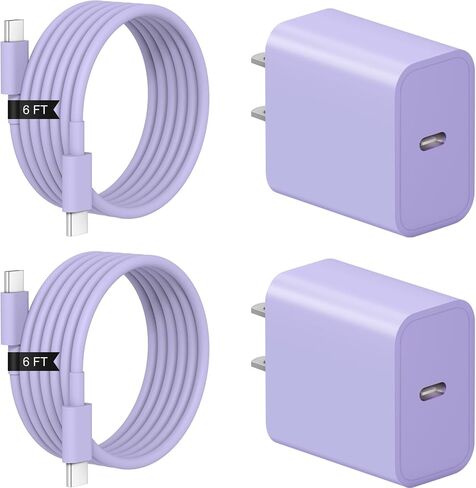 iPhone 17 16 15 Charger Fast Charging 2+2Pack USB C Charger with 6FT Cable | PD 20W Fast Charging for iPhone 17/17 Air/17 Pro/17 Pro Max/ iPhone 16/15 Series, iPad Pro/AirPods in Saudi Arabia