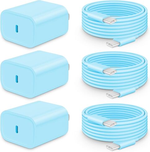 20W Fast Charger for iPhone 17/16/15 with 6FT Cable [3-Pack] | USB-C Wall Charger & C-to-C Cable, Compatible with iPhone 17/16/15 Series, USB-C iPad Pro/Air/Mini & More in Saudi Arabia