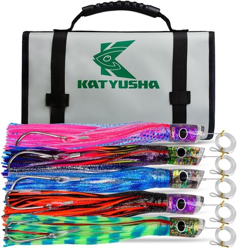 Saltwater Trolling Fishing Lure for Marlin Tuna Mahi Dolphin Durado Wahoo Trolling Lures Free Bag Offshore Big Game Fully Rigged Teasers Squid Bullet Head Giant Fishing Lures in Kuwait