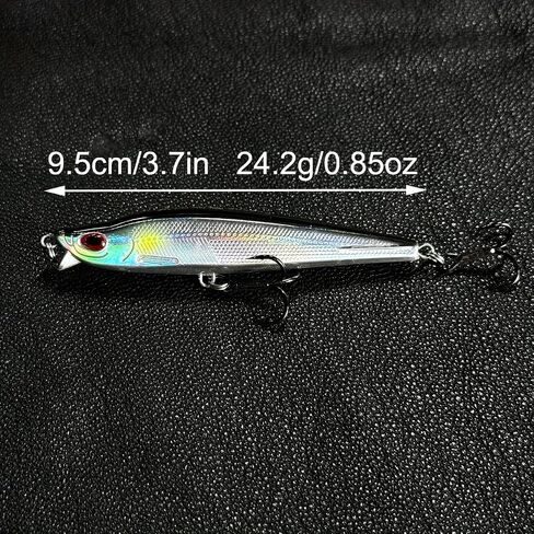 3pcs Jerkbait for Bass Fishing, Minnow Saltwater Fishing Lures, 9.5cm 24.2g Transfer System Casting Trout Pike Lures, Crankbaits Hard Bait, Artificial Lures, Sinking Pencil Vibration Lures in Saudi Arabia