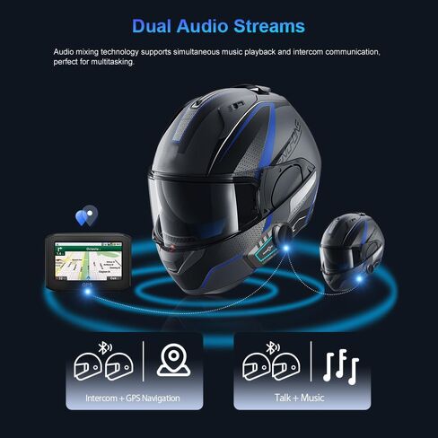 FreedConn KY V2 Motorcycle Helmet Bluetooth 6.0 Headset for Riders, 1 Pack | Dual-Channel Mix, Music Sharing, 500m 2-Way Helmet Intercom, Smart Noise Cancelling, Voice Assistant & Dual Phone Connection in Saudi Arabia