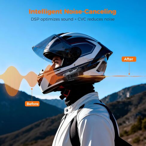 H4 Motorcycle Bluetooth Headset, 4-Rider Helmet Intercom | Dual-Chip Audio Multitasking, 1.2 Mile Range, 35H Battery, 3-Layer Noise Cancellation, IP67 Waterproof, 2 Pack in Saudi Arabia