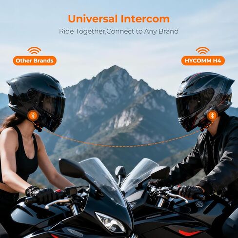 H4 Motorcycle Bluetooth Headset, 4-Rider Helmet Intercom | Dual-Chip Audio Multitasking, 1.2 Mile Range, 35H Battery, 3-Layer Noise Cancellation, IP67 Waterproof, 2 Pack in Saudi Arabia