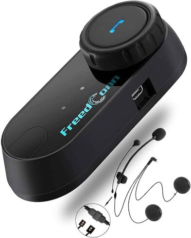FreedConn Motorcycle Helmet Bluetooth Headset,TCOM VB with Music Sharing 2-Riders 800M Universal Intercom Communication Systems,Waterproof Motobike Interphone/FM/Siri/BT5.0/2 in 1 Mic for All Helmets | 800M 2 Riders Motorbike Intercom, Music Sharing, Blue in Saudi Arabia