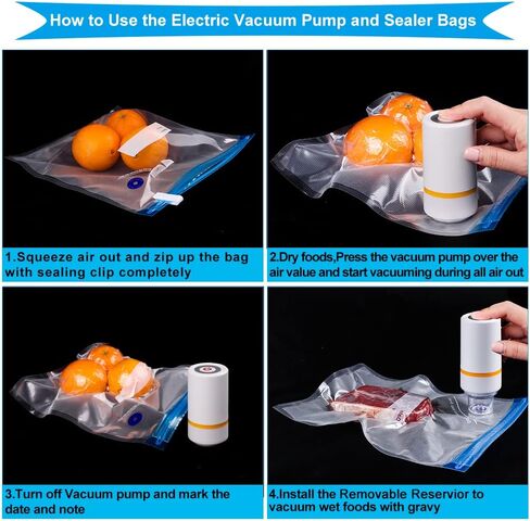 42 PCS Sous Vide Vacuum Sealer Set - 30 Reusable Bags, 5 Clips and Sealing Clips for Anova, Joule Cookers | 5 Clips and Sealing Clips for Anova, Joule Cookers Handheld Vacuum Sealer Machine, Seal Meal Saver, Portable Food Sealer in Saudi Arabia