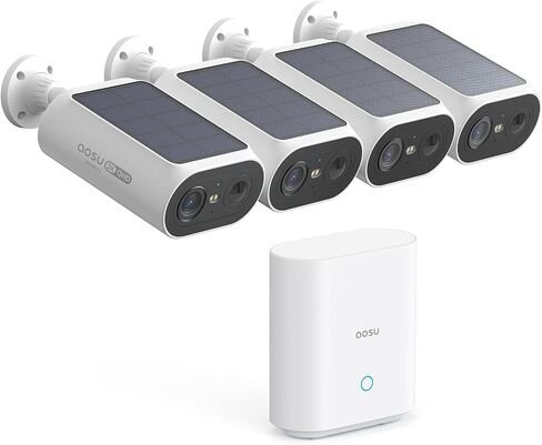 aosu 2K QHD Solar Security Cameras Wireless Outdoor System, 2-Cam-Kit | 2K Color Night Vision, Solar Powered, Stren&Light Alarms, 2Mins DIY Installation, No Subscription Required in Saudi Arabia