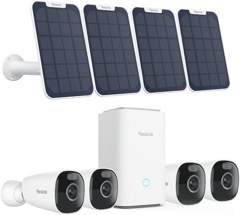 REOLINK 4K Solar Security Camera Wireless Outdoor 2.4/5GHz WiFi, 4 Cam Kit | 8MP Color Night Vision, Solar-Powered, Smart Detection, Encrypted 1 Year Local Storage, No Subscriptions, IP66 Waterproof in Saudi Arabia