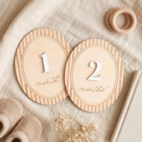 Baby Monthly Milestone Set, 1–12 Month Photo Markers, Newborn Photography Props, Growth Memory Cards, Nursery Decor (D38) in Saudi Arabia