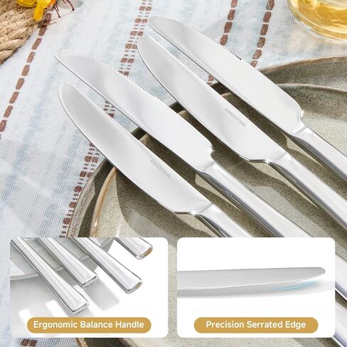 4 Piece Dinner Knives Set, Stainless Steel Knives | 9.13 Inch, Mirror Polished Blade, Sturdy, Dishwasher Safe, for Home, Restaurants, Weddings & Gift in Saudi Arabia
