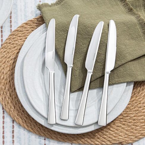 4 Piece Dinner Knives Set, Stainless Steel Knives | 9.13 Inch, Mirror Polished Blade, Sturdy, Dishwasher Safe, for Home, Restaurants, Weddings & Gift in Saudi Arabia